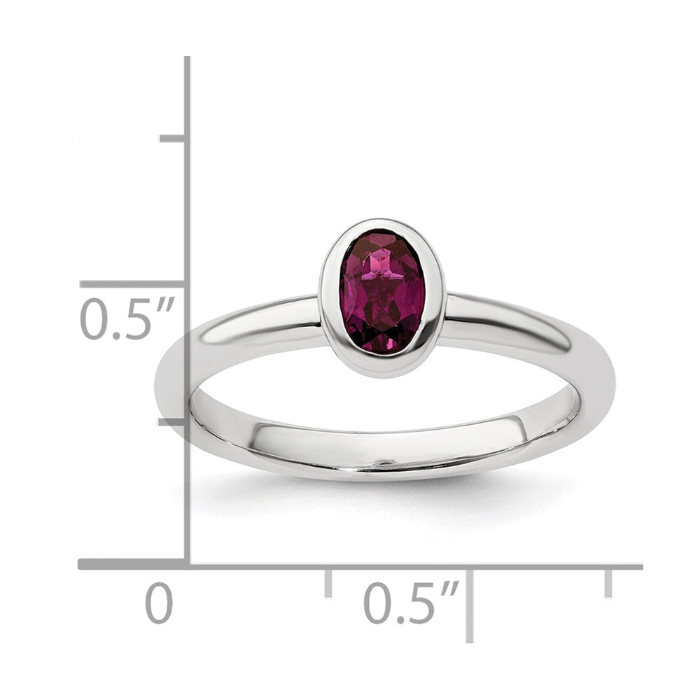 Sterling Silver Stackable Expressions Oval Rhodolite Garnet Ring Size -6