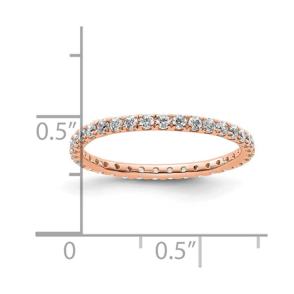 14k Rose Gold Polished Size 6 U-Shared Prong 1/2 carat Diamond Complete Eternity Band