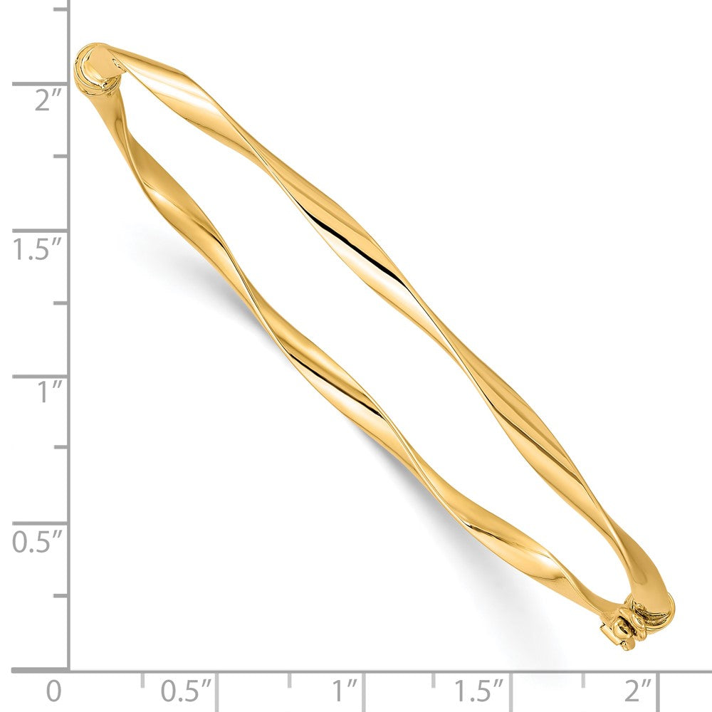 10K Polished Hinged Bangle 7  inches