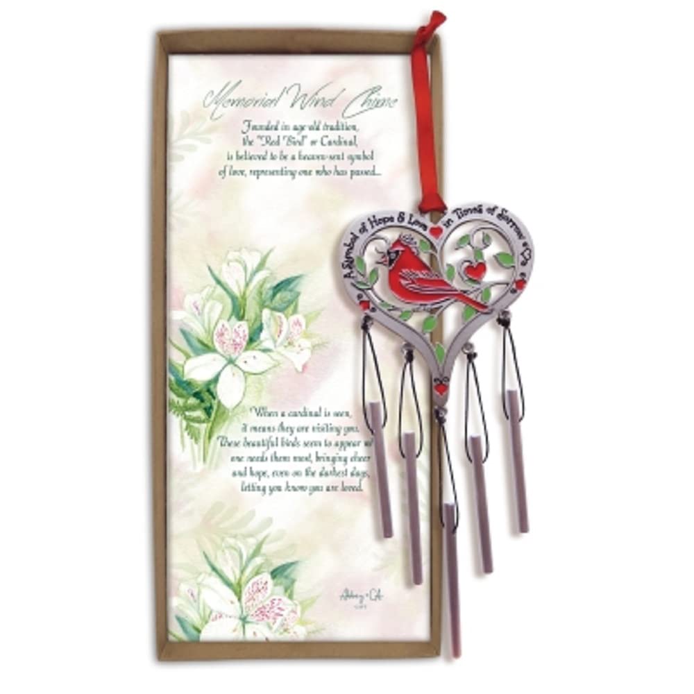 CA Gift 22589X Wind Chime - Cardinal Heart - Boxed