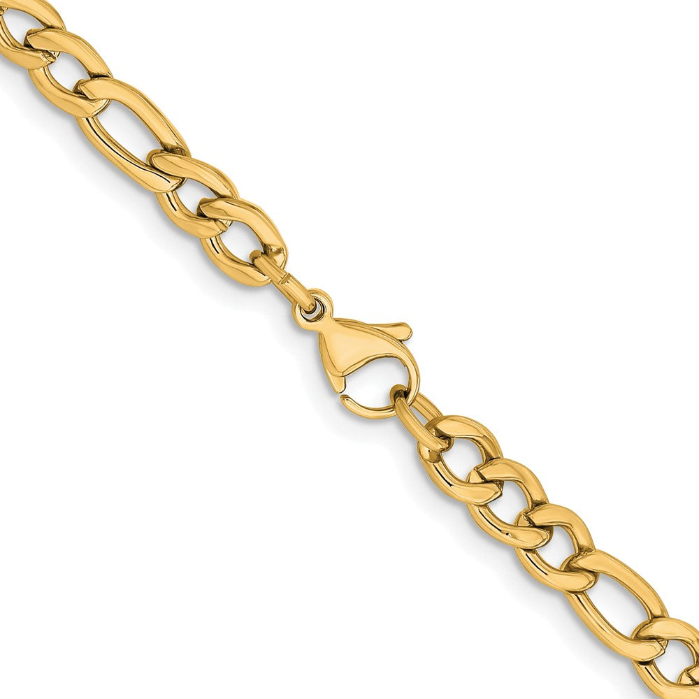 Chisel Stainless Steel Polished Yellow IP-plated 5.3mm 24 inch Figaro Chain