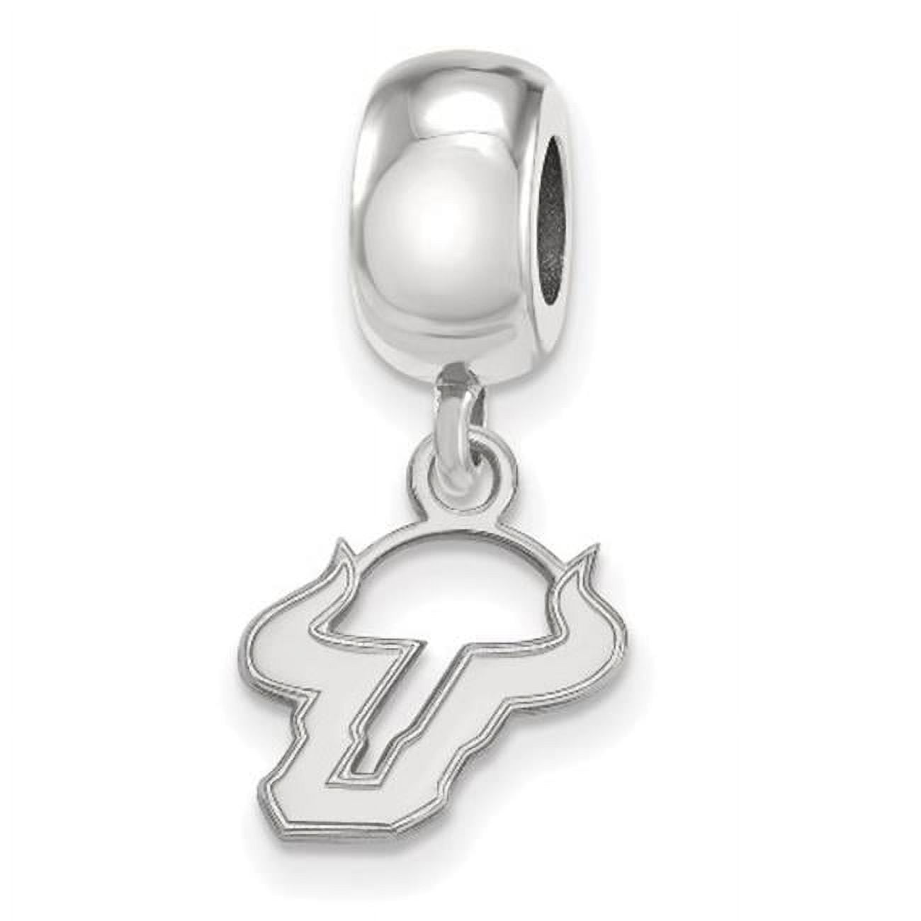 Sterling Silver Rhodium-plated LogoArt University of South Florida Bull Extra Small Dangle Bead Charm