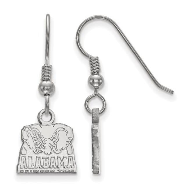 Sterling Silver Rhodium-plated LogoArt University of Alabama Elephant Extra Small Dangle Wire Earrings QSS064UAL