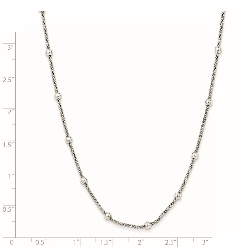 Sterling Silver Polished Beaded Necklace 16 Inches