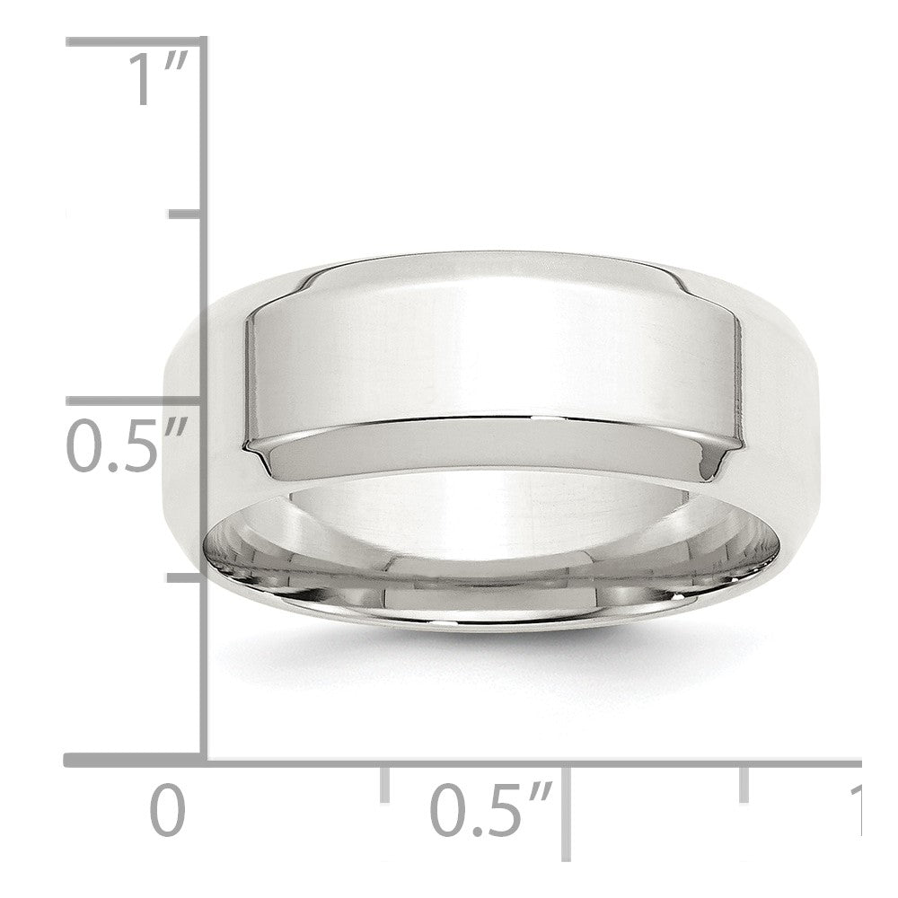 Sterling Silver 8mm Beveled Edge Size 8 Band