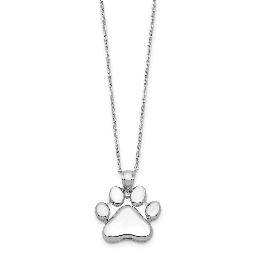 Sterling Silver Rhodium-plated Paw Print Ash Holder 18in Necklace 18 Inches