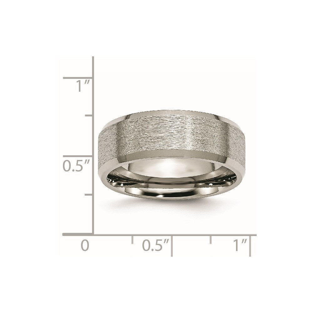 Titanium Satin and Brushed 8mm Beveled Edge Band Size - 10.5