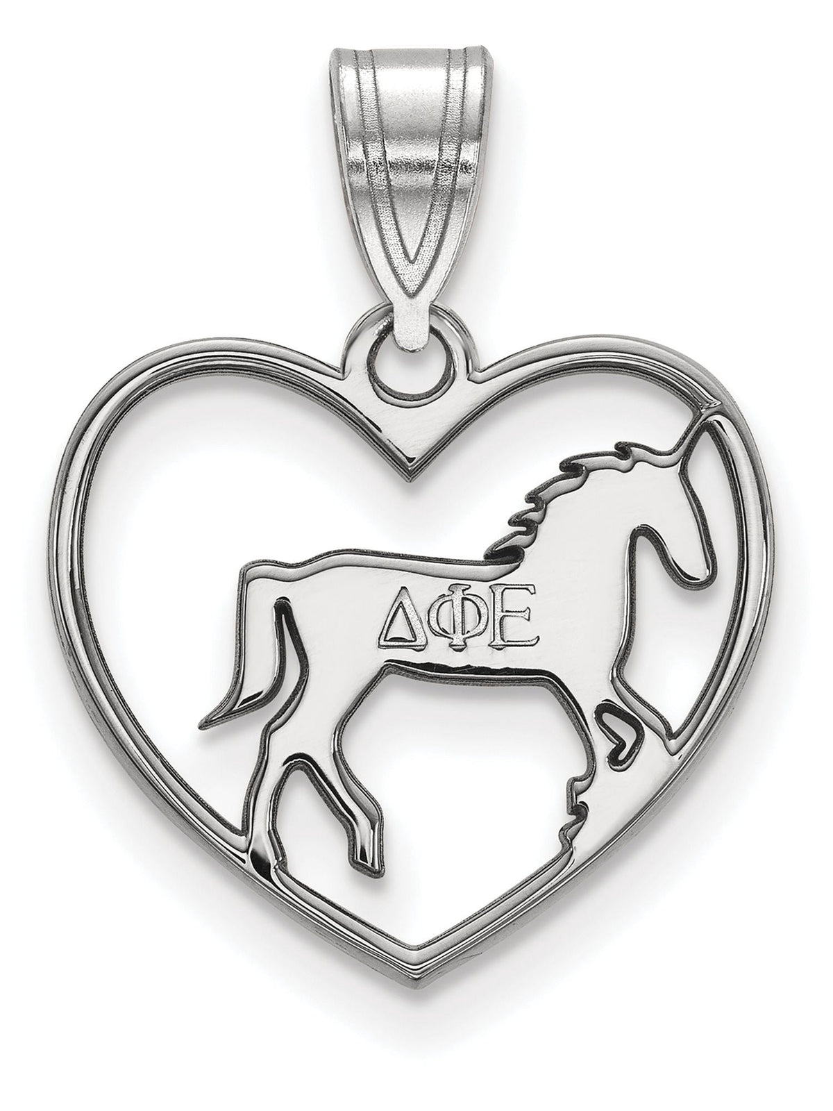 Sterling Silver Official Licensed Greek Sororities Delta Phi Epsilon (???) Heart Pendant