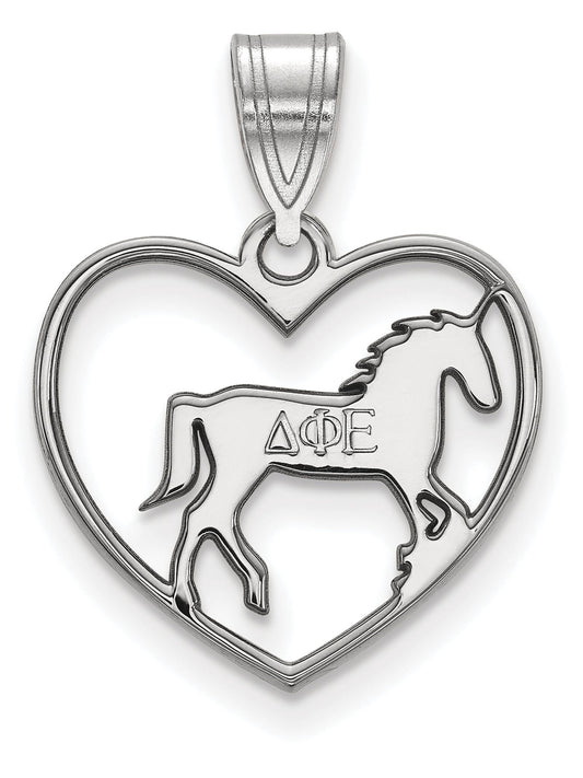 Sterling Silver Official Licensed Greek Sororities Delta Phi Epsilon (???) Heart Pendant
