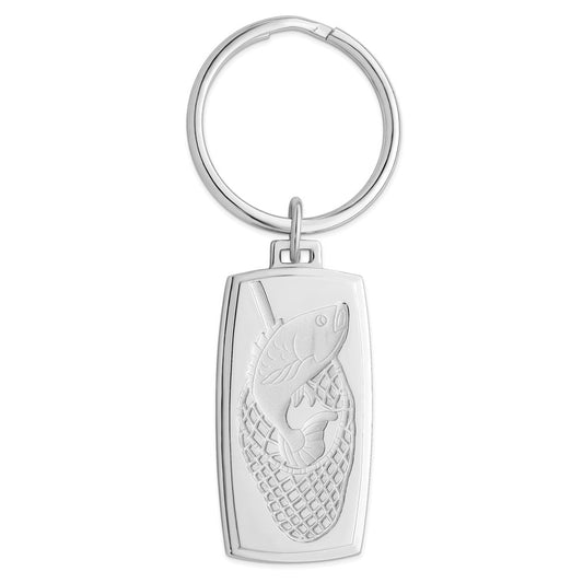 Rhodium-plated Kelly Waters Fish in Net Key Ring QGP3841