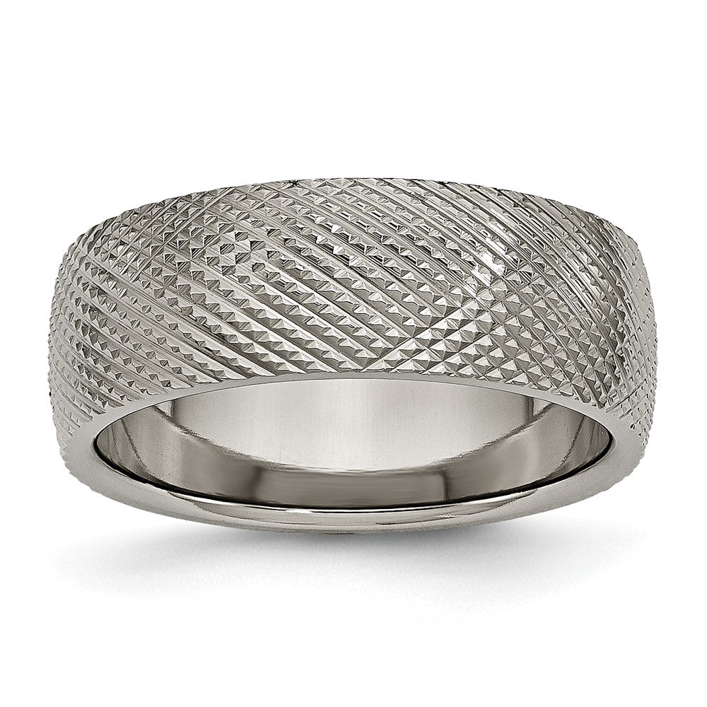 Titanium Polished and Textured 8mm Band Size - 8.5