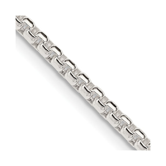 Sterling Silver 2.6mm Round Box Chain 20 Inches