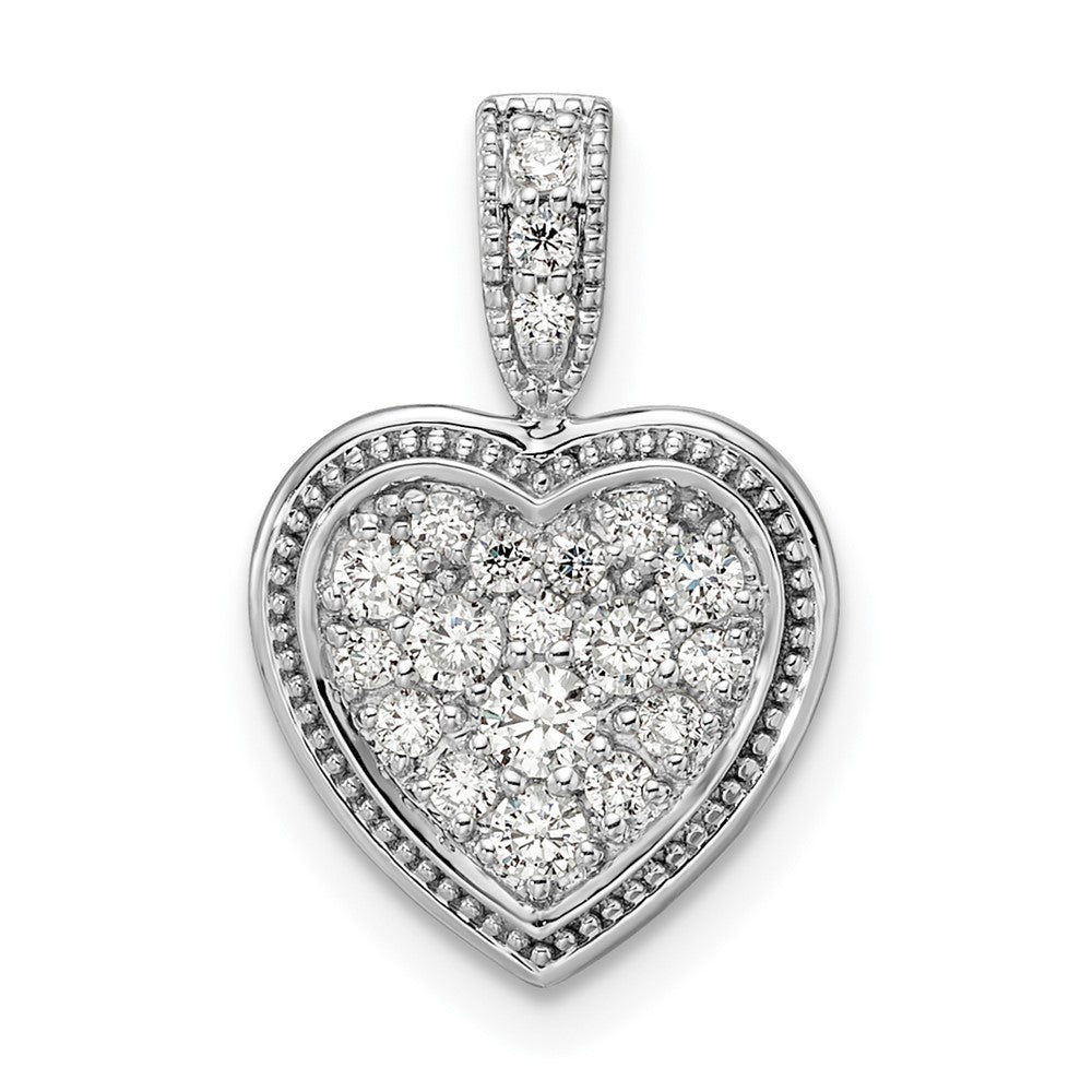 14k White Gold 3/8 carat Lab Grown Diamond VS/SI+ G+ Framed Heart Pendant