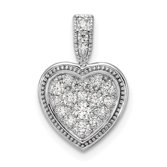 14k White Gold 3/8 carat Lab Grown Diamond VS/SI+ G+ Framed Heart Pendant
