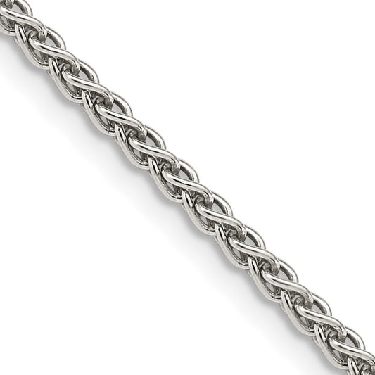 Sterling Silver Rhodium-plated 2.5mm Round Spiga Chain 16 Inches