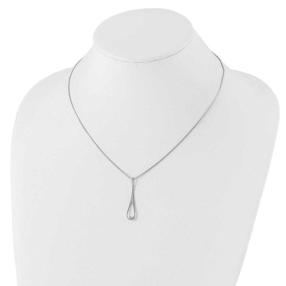 White Ice Sterling Silver Rhodium-plated 18 Inch Diamond Open Teardrop Necklace with 2 Inch Extender 18 Inches