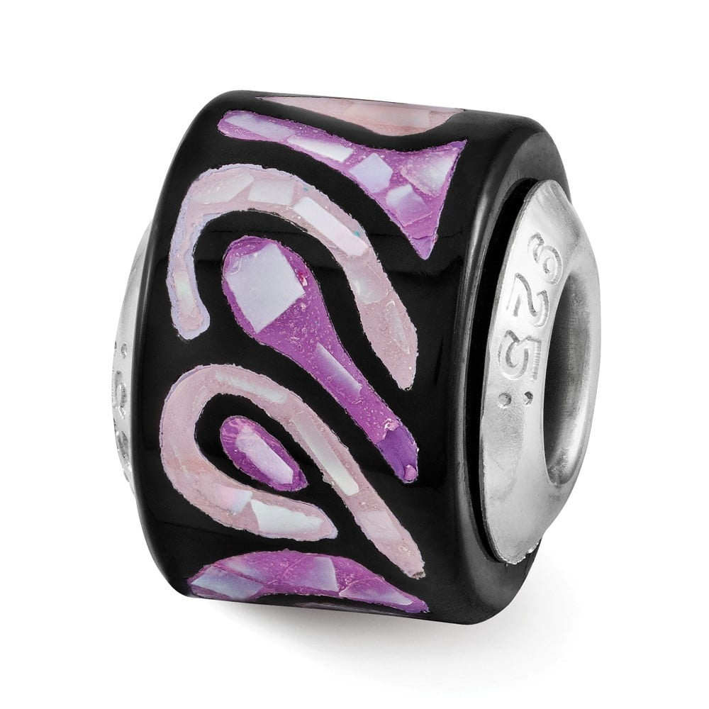 Sterling Silver Reflections Light/Dark Purple MOP Mosaic Bead