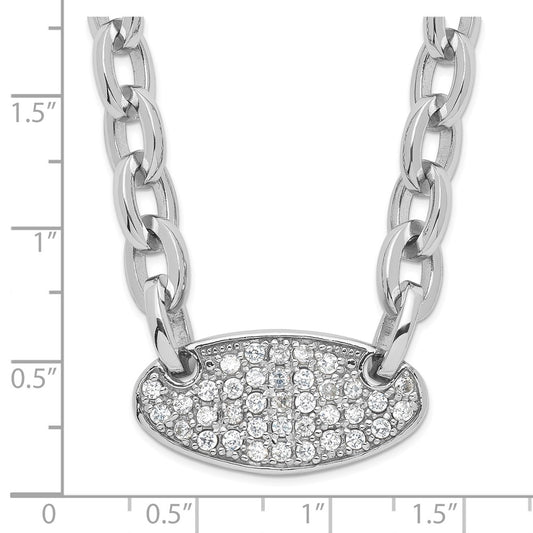 Sterling Silver Oval Link w/ CZ Necklace