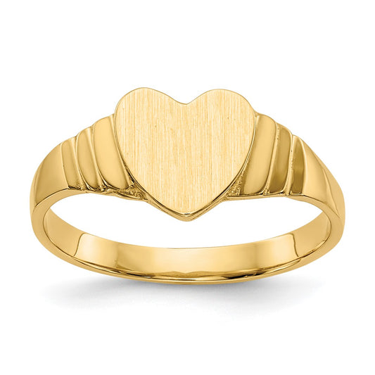 10K Satin Children's Heart Signet Ring