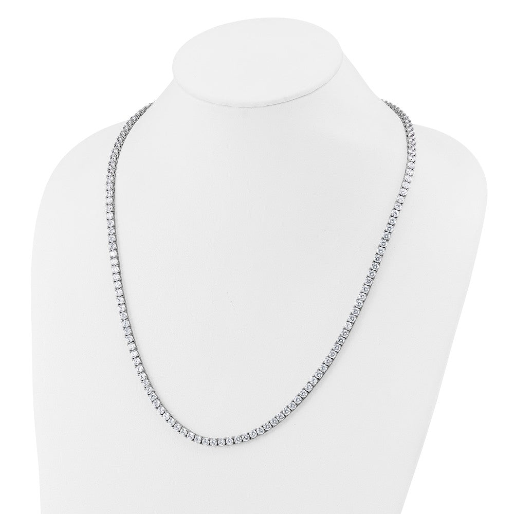 Cheryl M Sterling Silver Rhodium-plated Polished 4.00mm CZ with Safety Clasp Tennis Necklace 24 Inches