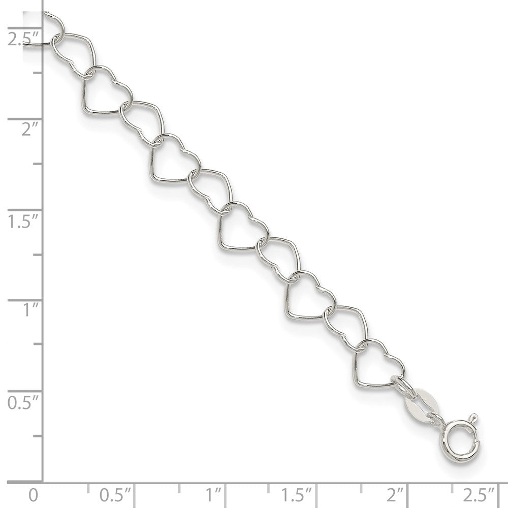 Sterling Silver 0.6mm Fancy Heart Link Anklet 10 inches