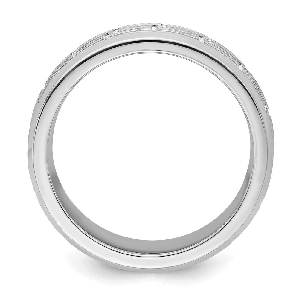 Sterling Silver Rhodium-plated 6mm Brushed Fancy Band Size 11