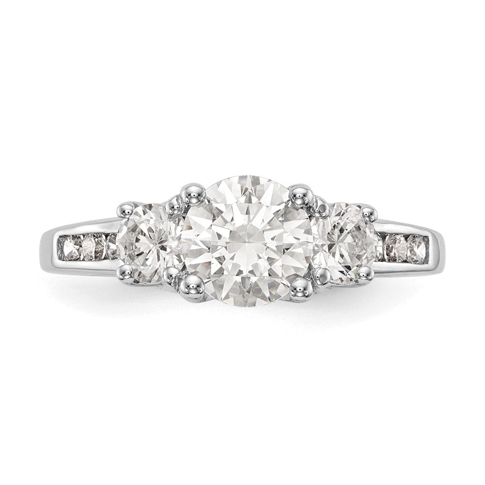 True Origin 14K White Gold 1/6 carat Lab Grown Diamond VS/SI  D E F  Semi Mount Three Stone Ring