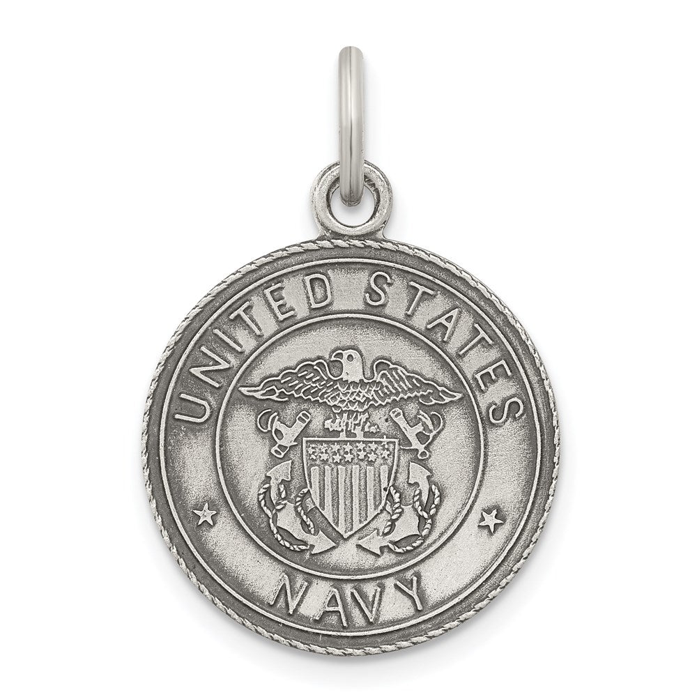 Sterling Silver Antiqued US Navy Medal