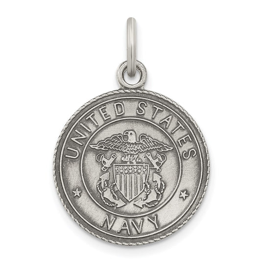 Sterling Silver Antiqued US Navy Medal
