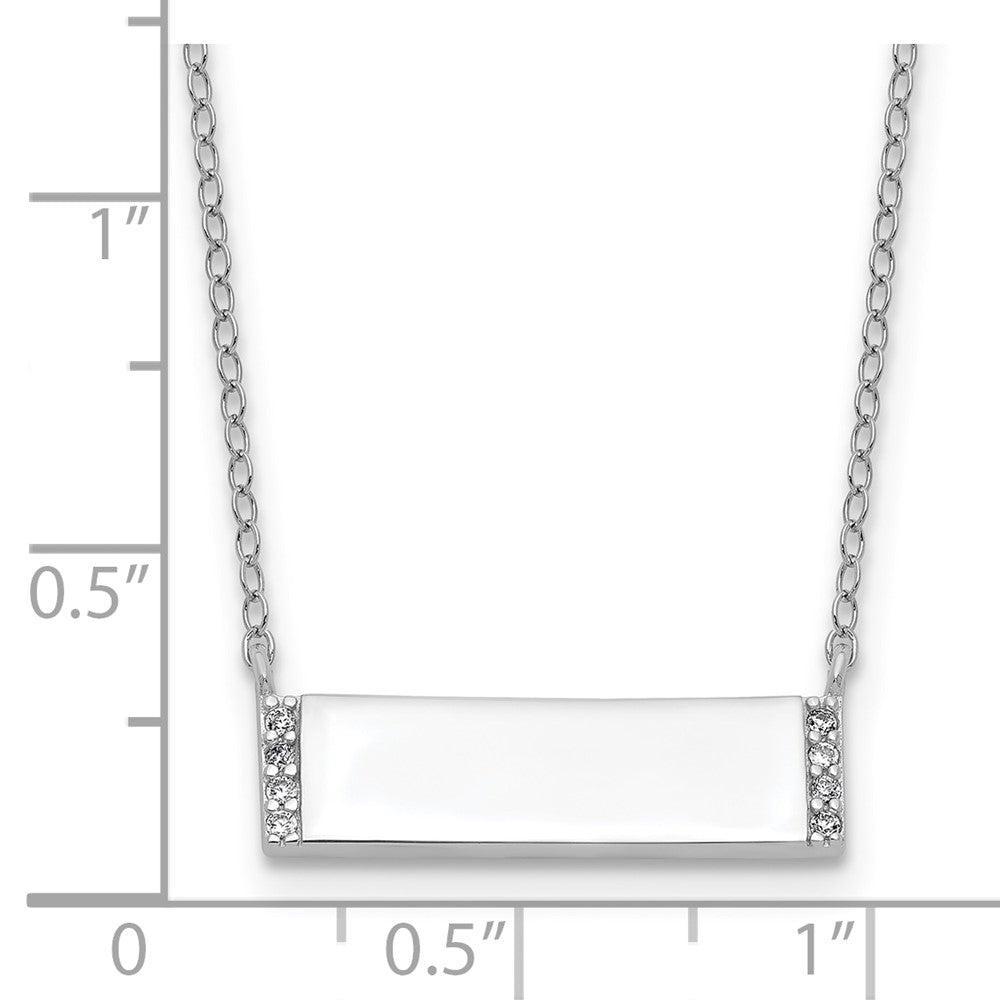 Cheryl M Sterling Silver Rhodium-plated Polished CZ Bar Necklace 18 Inches