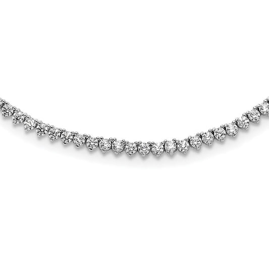 Sterling Shimmer Sterling Silver Rhodium-plated 24 inch 218 Stone CZ Riviera Necklace 24 Inches