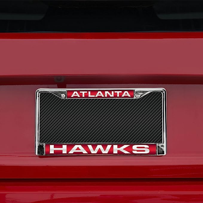 Atlanta Basketball Hawk's Chrome Metal Laser Cut License Plate Frame