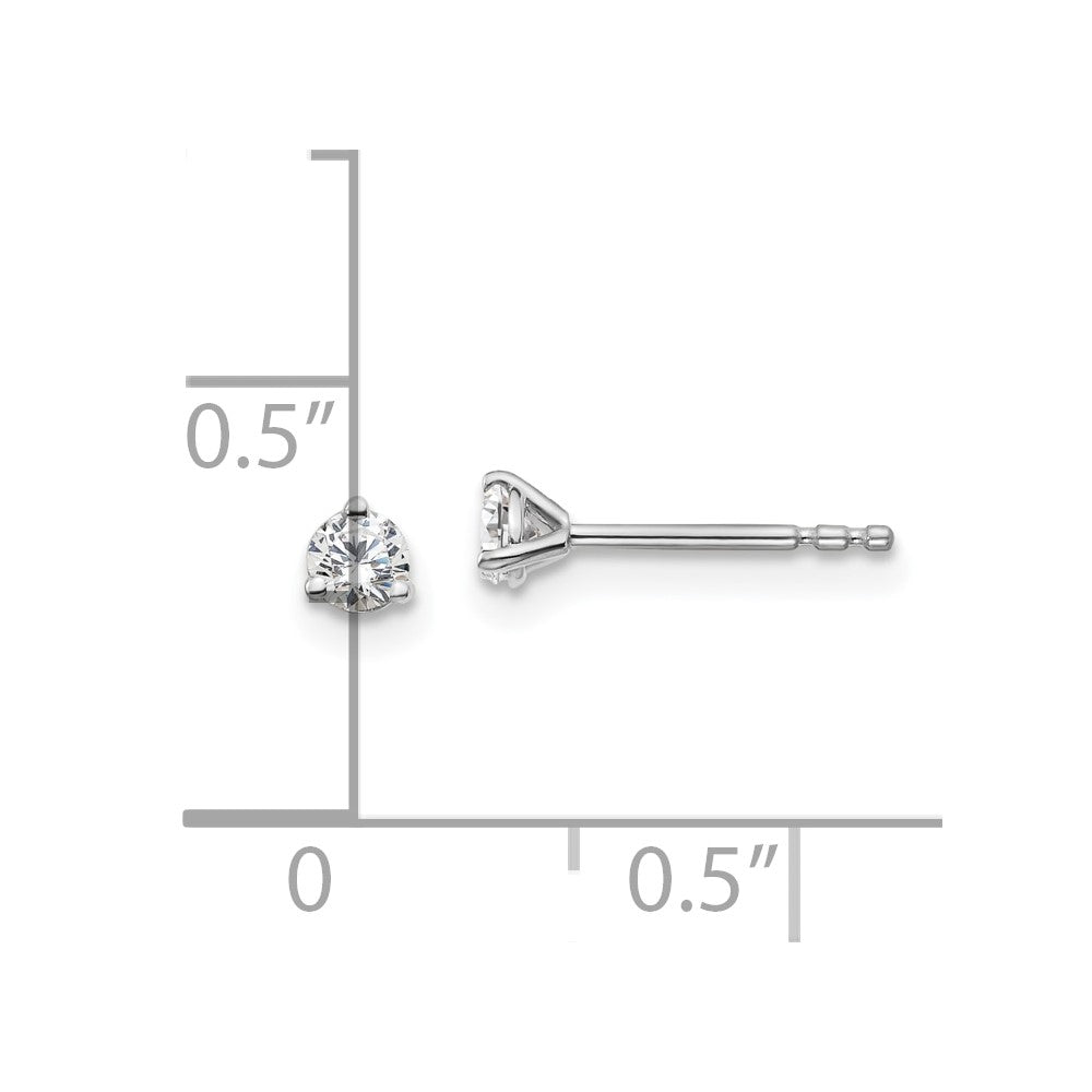14k White Gold 1/5 ctw Certified Lab Grown Diamond VS+ F+ Round 3 Prong Heavy Wt. Stud Earrings