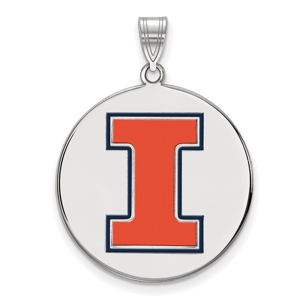 Sterling Silver Rhodium-plated LogoArt University of Illinois Letter I Extra Large Enameled Pendant Q-SS071UIL
