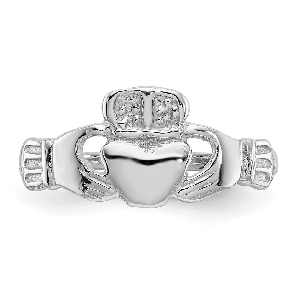 14k White Gold Polished Claddagh Ring Size 6