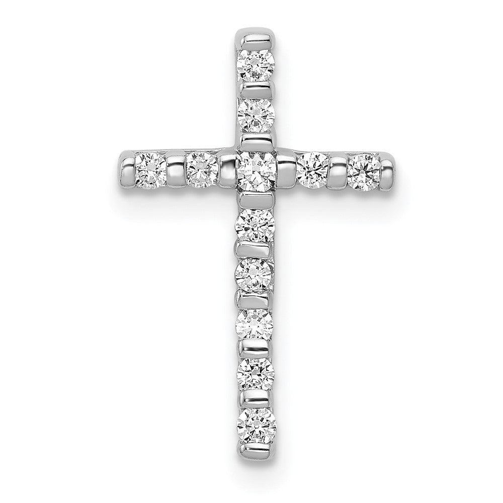 14k White Gold 1/4 carat Lab Grown Diamond VS/SI+ G+ Cross Chain Slide Pendant