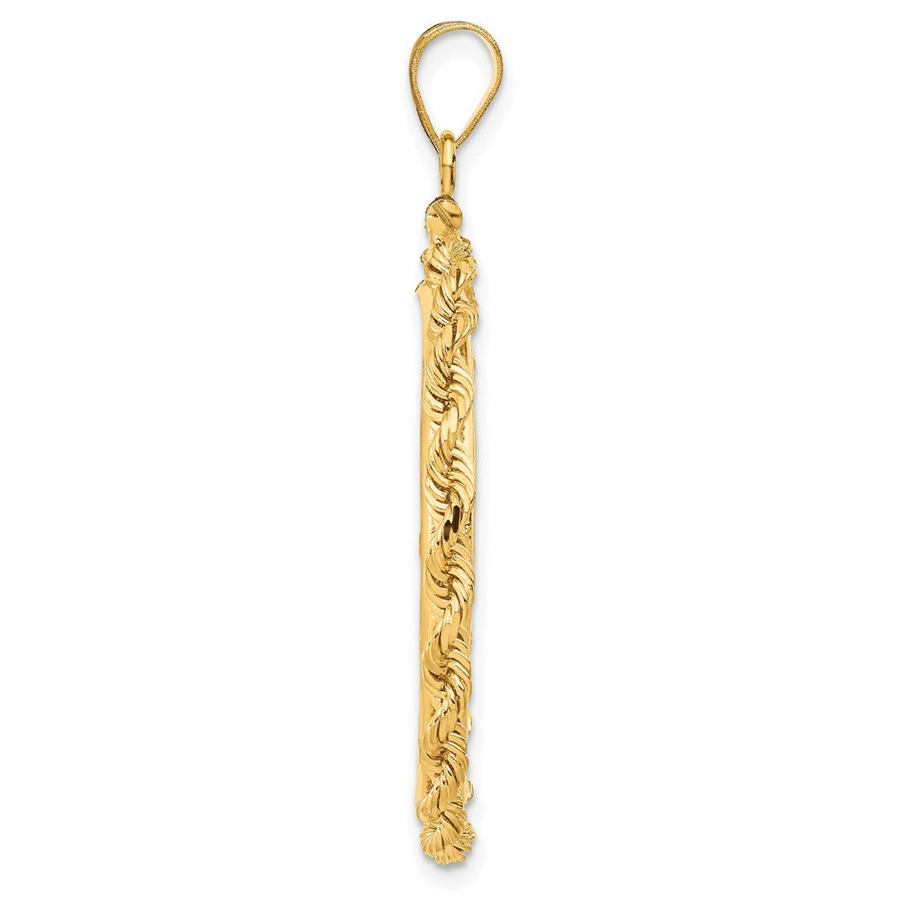 Wideband Distinguished Coin Jewelry 14k Polished Rope 27.0mm x 2.35mm Screw Top Coin Bezel Pendant