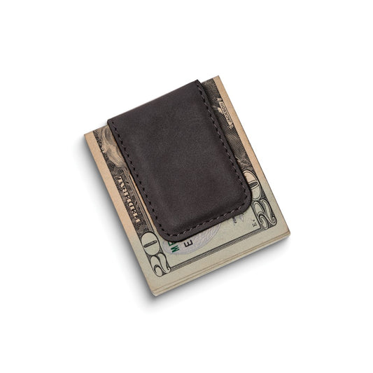Vintage Grey Leatherette Magnetic Money Clip