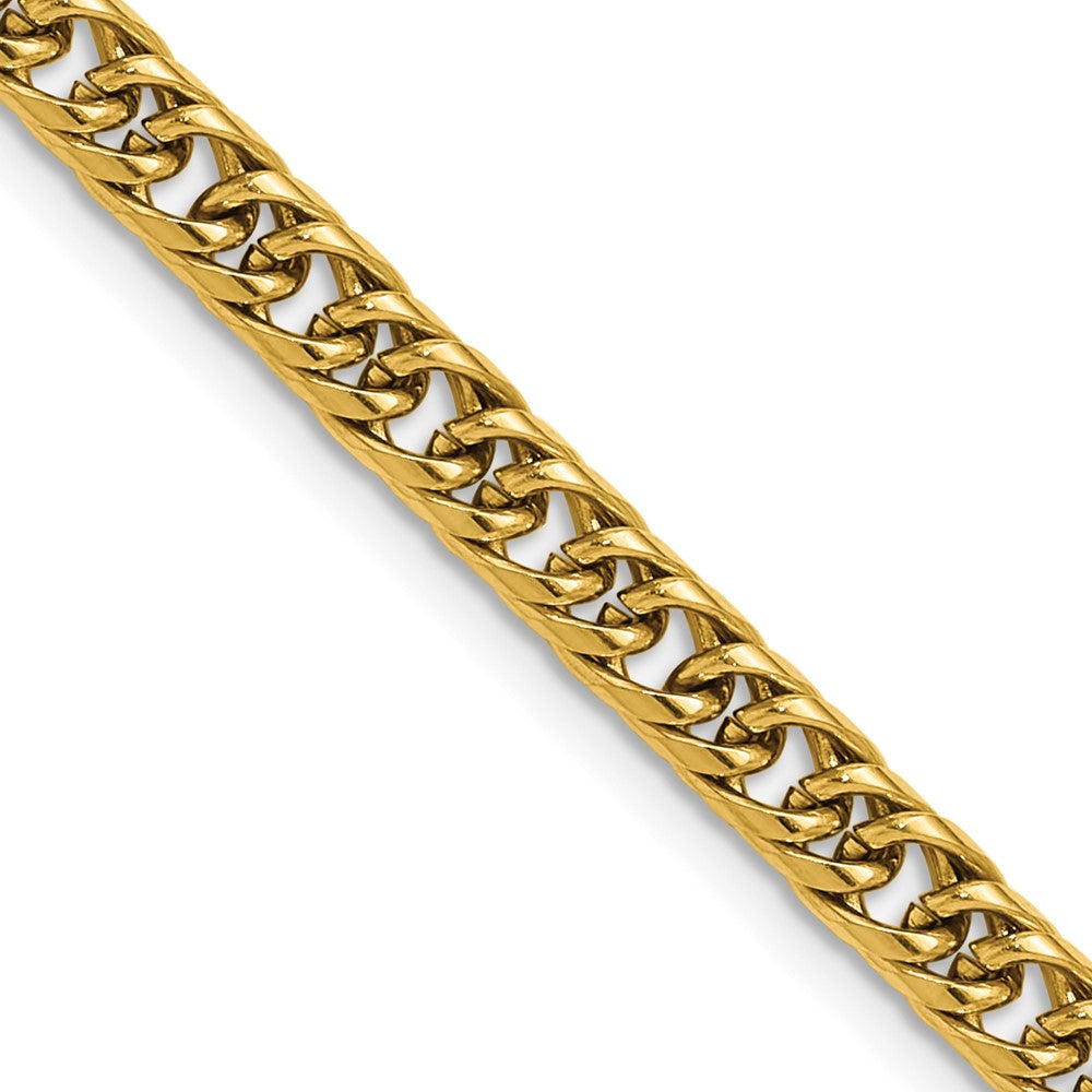 Chisel Stainless Steel Polished Yellow IP-plated 5mm 24 inch Double Curb Chain