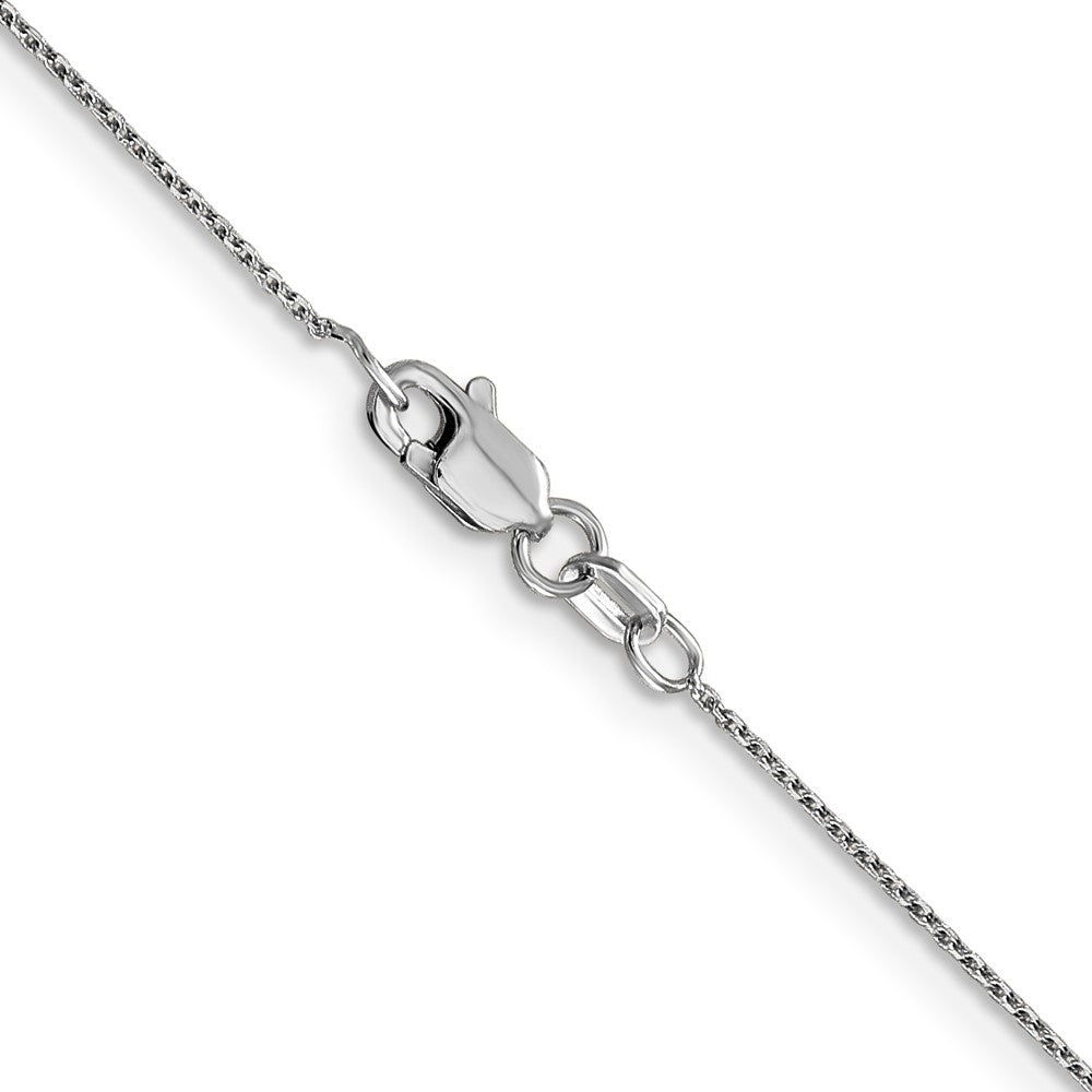 14K White Gold 22 inch .8mm Diamond-cut Round Open Link Cable with Lobster Clasp Chain