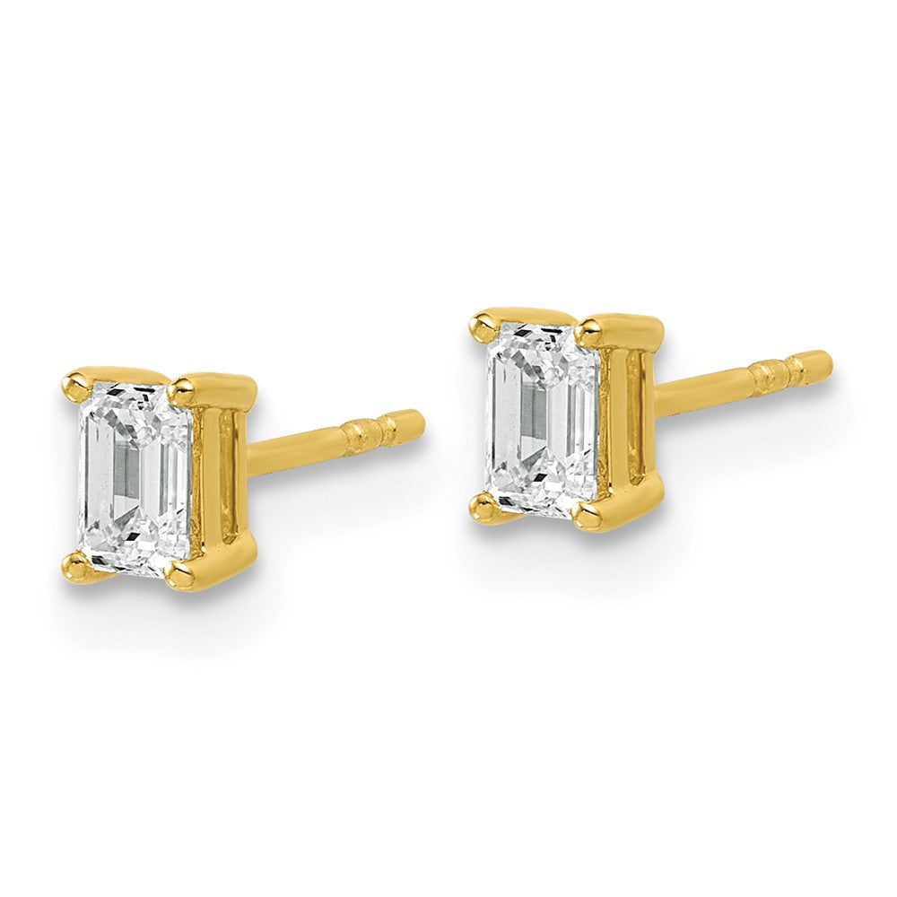 14k Yellow Gold 3/4 ctw Lab Grown Diamond VS/SI+ G+ Emerald 4 Prong Heavy Wt. Stud Earrings