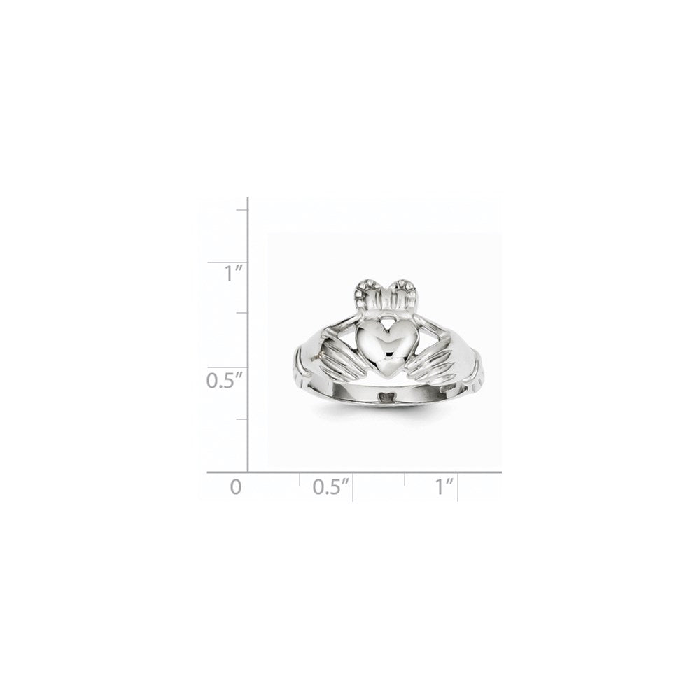 14k White Gold Men's Claddagh Ring Size 9
