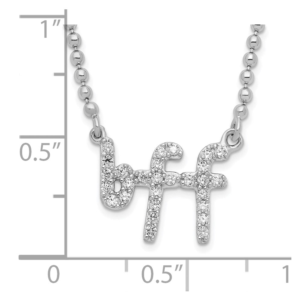 Sterling Silver Rhod-plated CZ bff Necklace