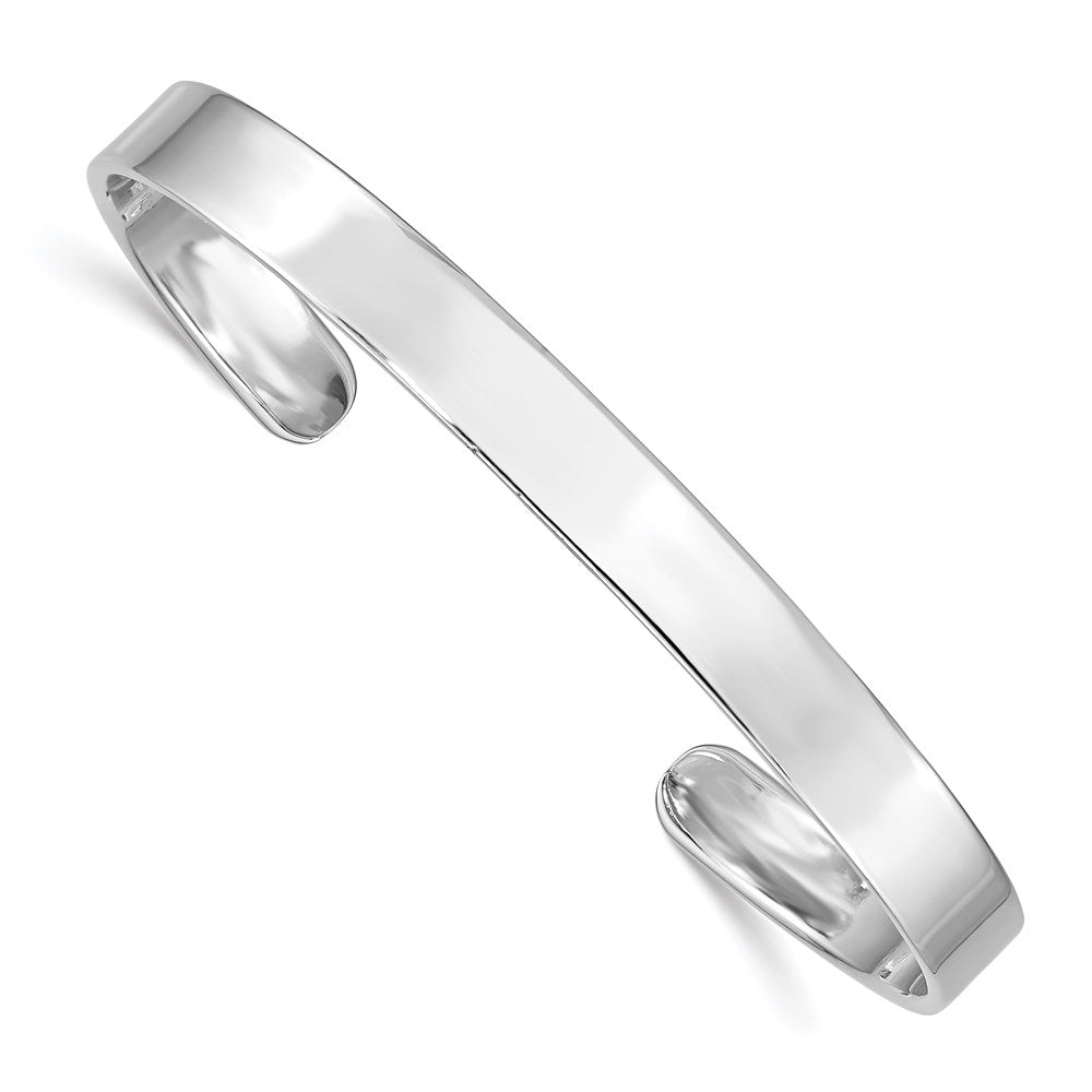 Sterling Silver Rhodium-plated Polished 6mm Children's Cuff Bangle 7 inches
