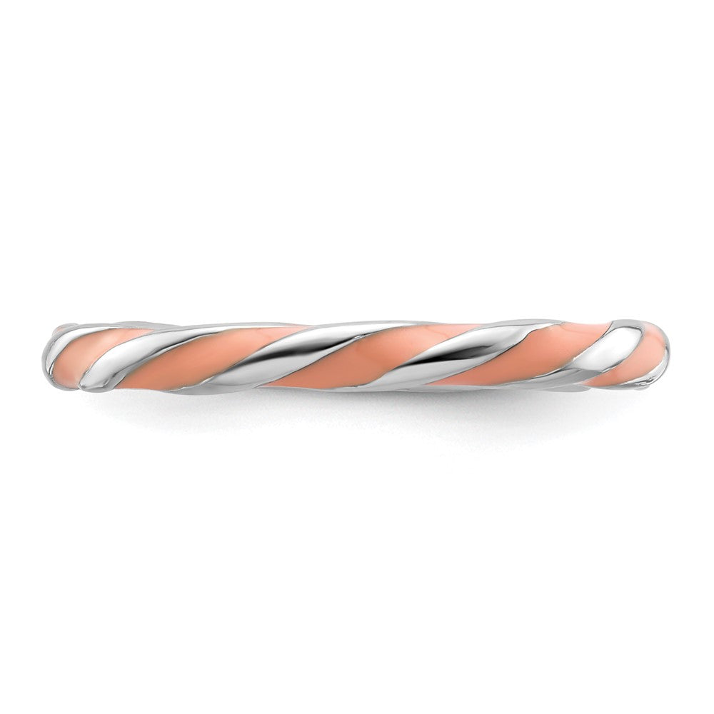 Sterling Silver Stackable Expressions Twisted Pink Enameled Ring Size -8