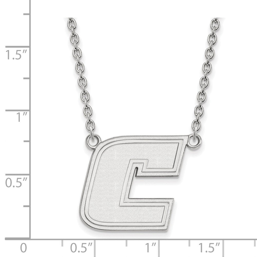 Sterling Silver Rhodium-plated LogoArt University of Tennessee at Chattanooga Letter C Large Pendant 18 inch Necklace QSS008UTC-18
