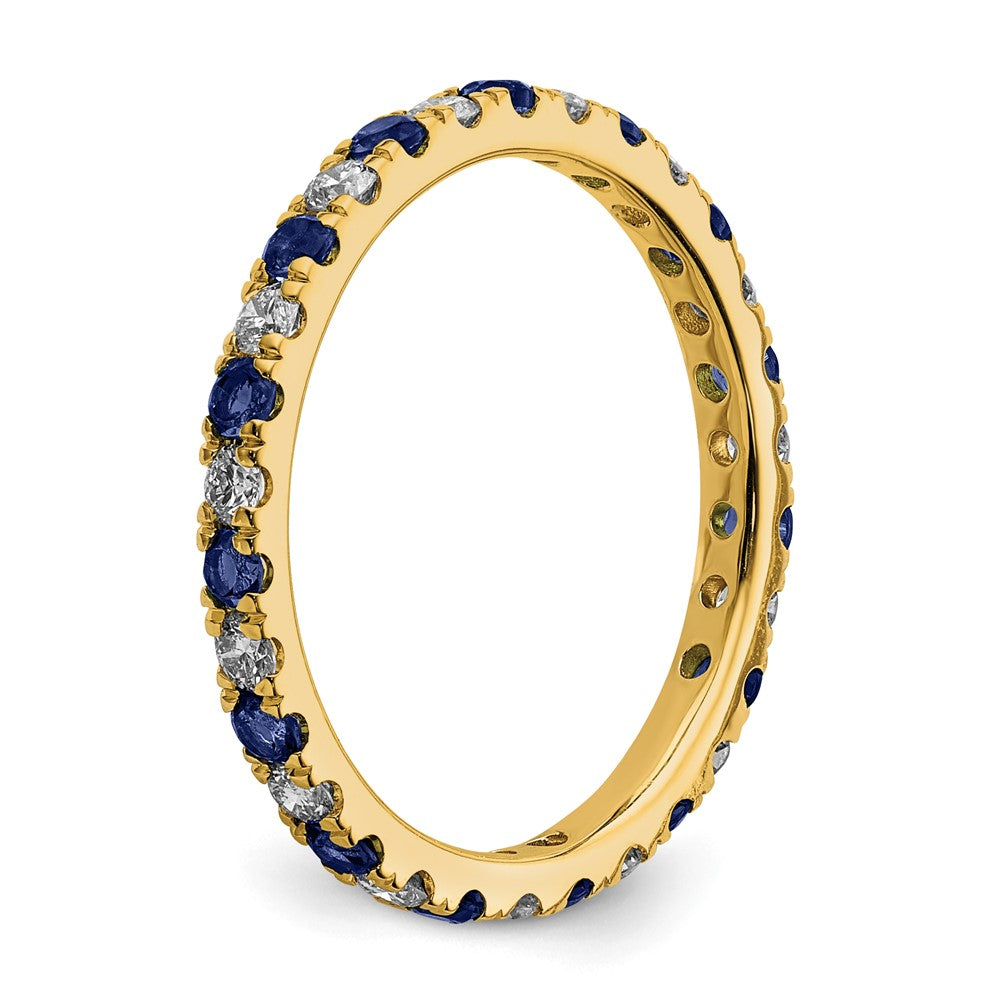 14k 1/2 carat Lab Grown Diamond VS/SI+ G+ and Lab Created Blue Sapphire Size 7.5 Eternity Band