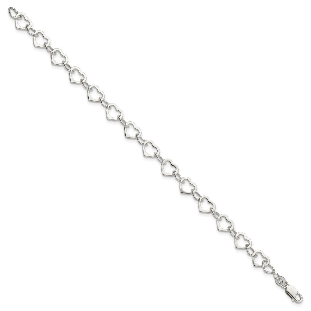 Sterling Silver Hearts Bracelet 7.5 inches