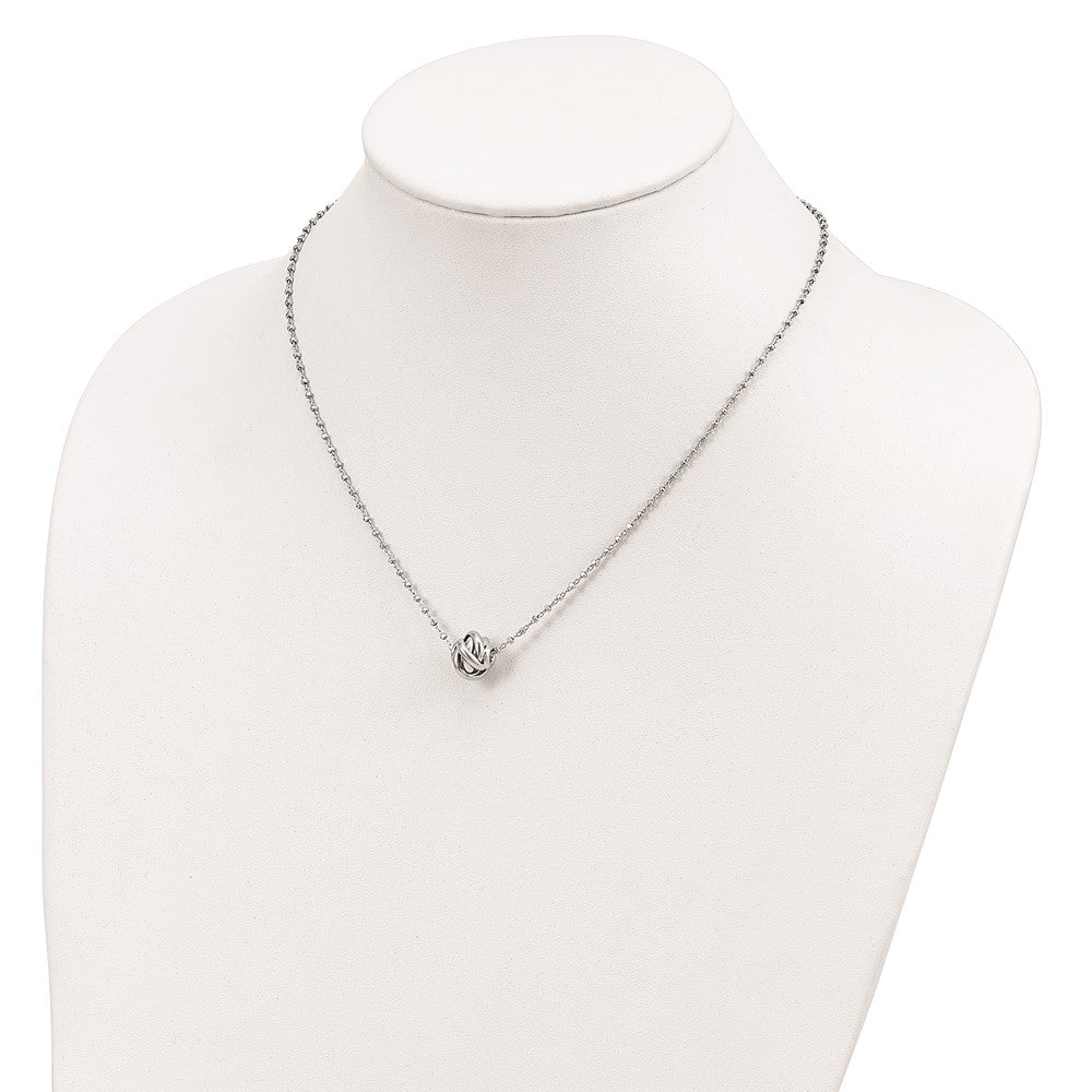 Sterling Silver Rhodium-plated Polished Love Knot D/C Chain Necklace 18 Inches