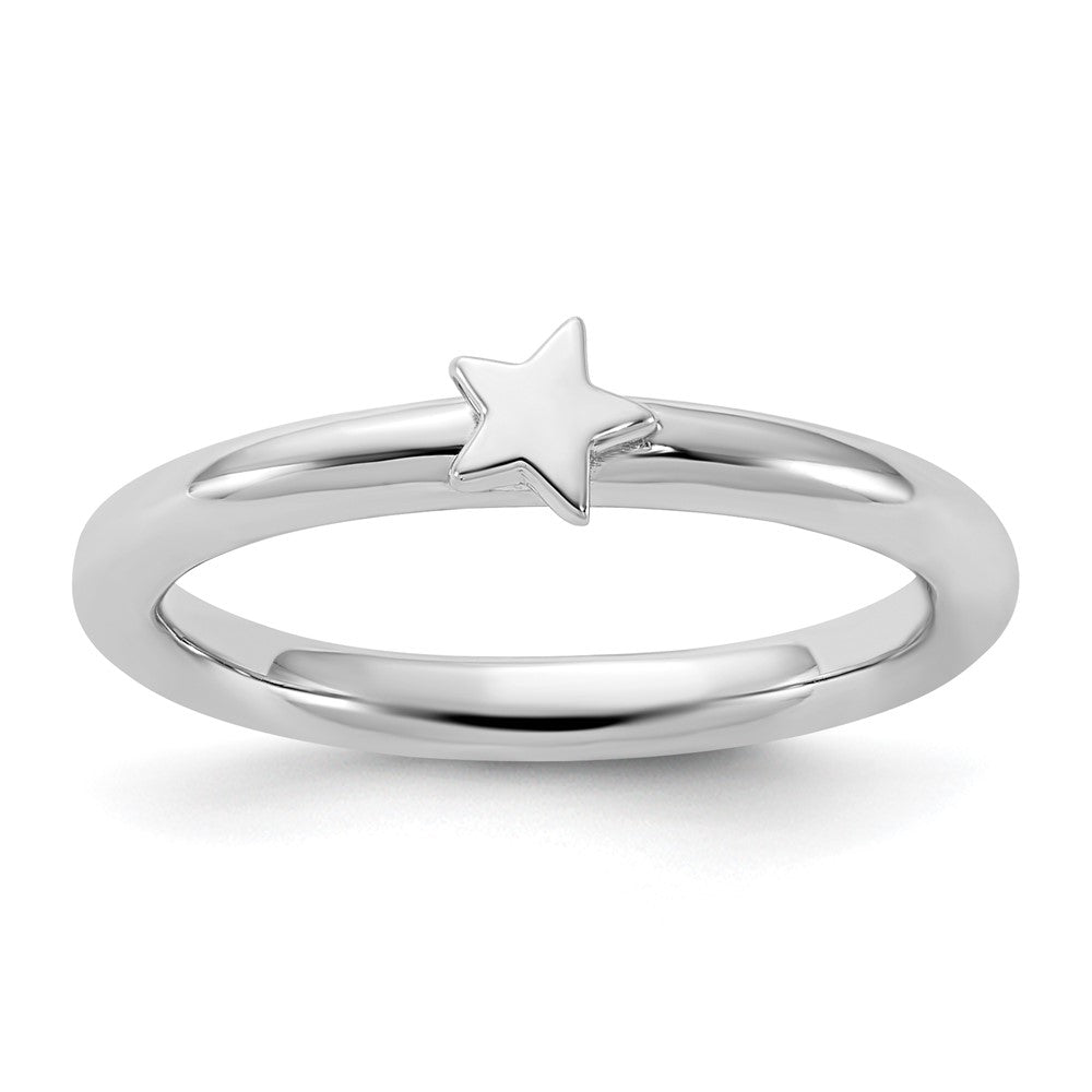 Sterling Silver Stackable Expressions Rhodium-plated Star Ring Size -9